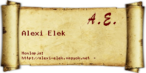 Alexi Elek névjegykártya